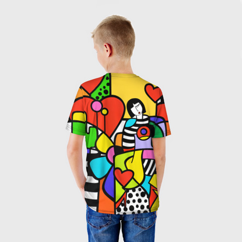 Детская футболка 3D Romero Britto - Valentine's day, цвет 3D печать - фото 4