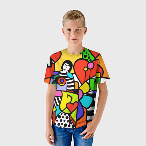 Детская футболка 3D Romero Britto - Valentine's day, цвет 3D печать - фото 3