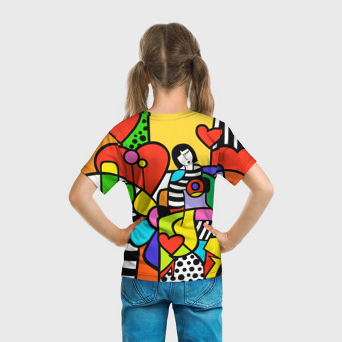 Детская футболка 3D Romero Britto - Valentine's day, цвет 3D печать - фото 6