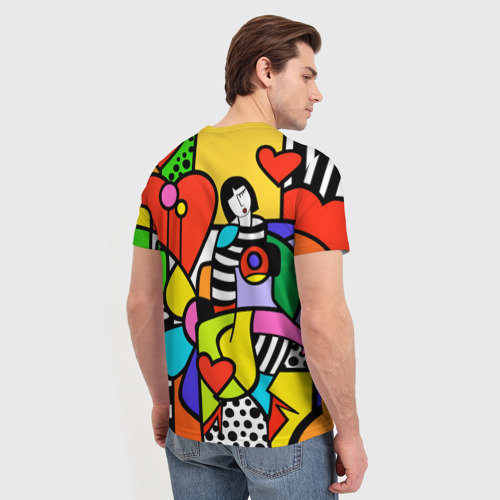 Мужская футболка 3D Romero Britto - Valentine's day, цвет 3D печать - фото 4