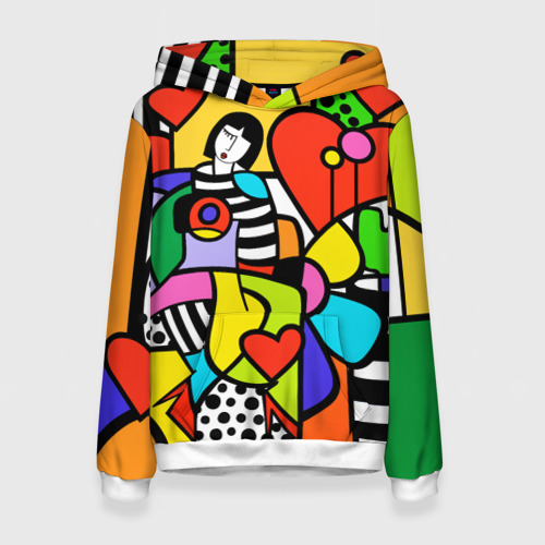 Женская толстовка 3D Romero Britto - Valentine's day, цвет 3D печать