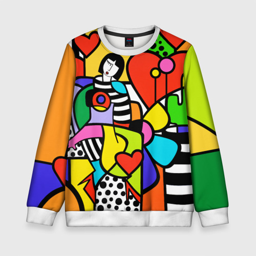 Детский свитшот 3D Romero Britto - Valentine's day, цвет 3D печать