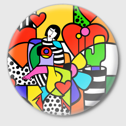 Значок Romero Britto - Valentine's day, цвет белый