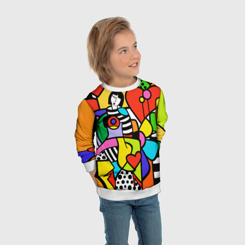 Детский свитшот 3D Romero Britto - Valentine's day, цвет 3D печать - фото 5