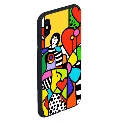 Чехол для iPhone XS Max матовый Romero Britto - Valentine's day, цвет черный - фото 3