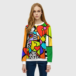 Женский свитшот 3D Romero Britto - Valentine's day - фото 2