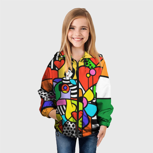 Детская ветровка 3D Romero Britto - Valentine's day, цвет черный - фото 4