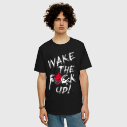 Мужская футболка хлопок Oversize "wake the f*ck Up!" Cyberpunk Киберпанк - фото 2