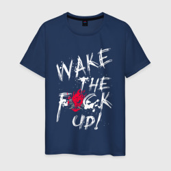 Мужская футболка хлопок "wake the f*ck Up!" Cyberpunk Киберпанк