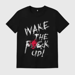 Мужская футболка хлопок "wake the f*ck Up!" Cyberpunk Киберпанк