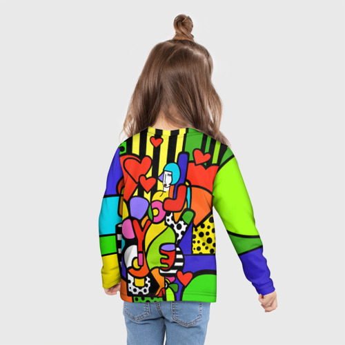 Детский лонгслив 3D Romero Britto - love you, цвет 3D печать - фото 6