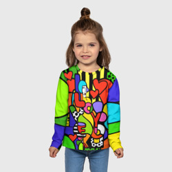 Детский лонгслив 3D Romero Britto - love you - фото 2