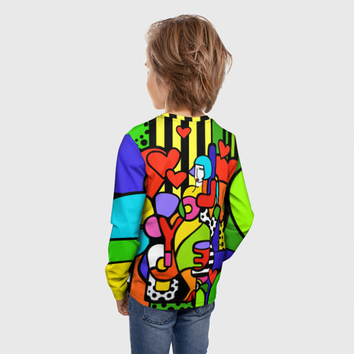 Детский лонгслив 3D Romero Britto - love you, цвет 3D печать - фото 4