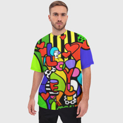 Мужская футболка oversize 3D Romero Britto - love you - фото 2