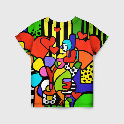 Детская футболка 3D Romero Britto - love you, цвет 3D печать - фото 2