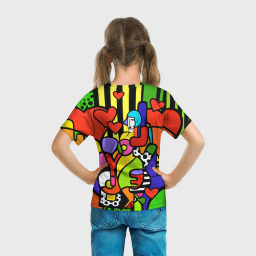 Детская футболка 3D Romero Britto - love you, цвет 3D печать - фото 6
