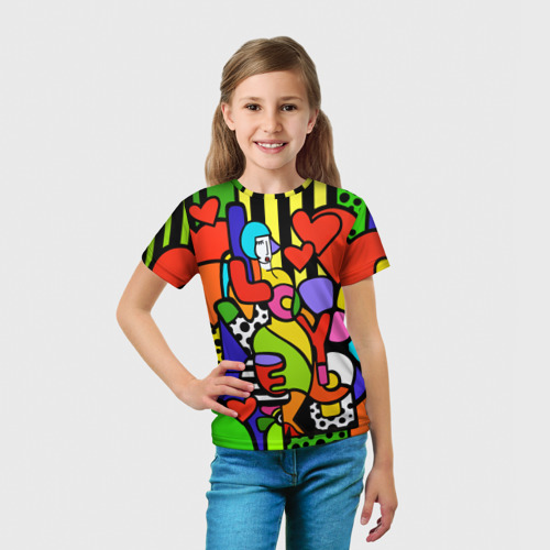 Детская футболка 3D Romero Britto - love you, цвет 3D печать - фото 5