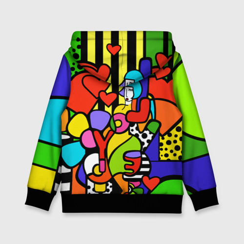 Детская толстовка 3D Romero Britto - love you, цвет черный - фото 2