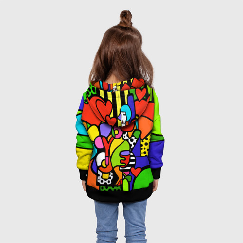 Детская толстовка 3D Romero Britto - love you, цвет черный - фото 5