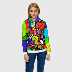 Женская толстовка 3D Romero Britto - love you - фото 2