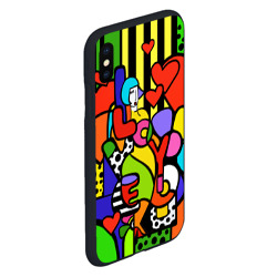 Чехол для iPhone XS Max матовый Romero Britto - love you - фото 2