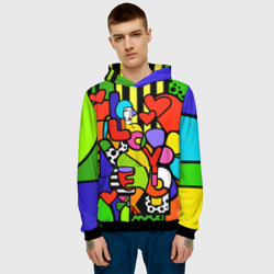 Мужская толстовка 3D Romero Britto - love you - фото 2