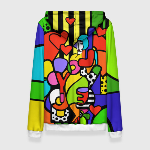 Женская толстовка 3D Romero Britto - love you, цвет 3D печать - фото 2