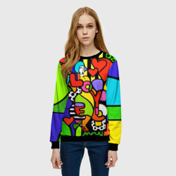 Женский свитшот 3D Romero Britto - love you - фото 2