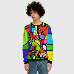 Мужской свитшот 3D Romero Britto - love you - фото 2