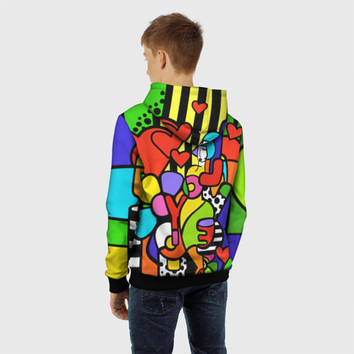 Детская толстовка 3D Romero Britto - love you, цвет черный - фото 7