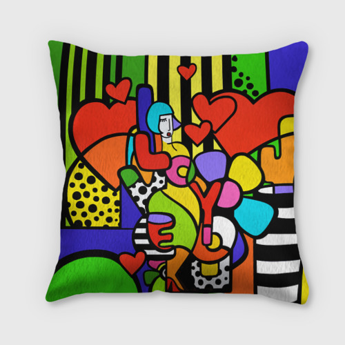 Подушка 3D Romero Britto - love you