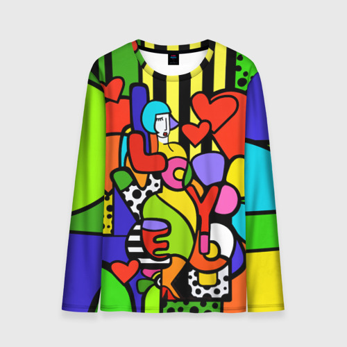 Мужской лонгслив 3D Romero Britto - love you, цвет 3D печать