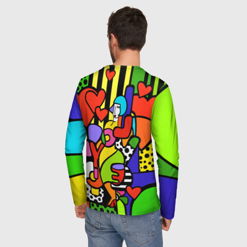 Мужской лонгслив 3D Romero Britto - love you, цвет 3D печать - фото 4