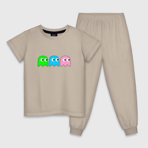 Детская пижама хлопок Pac man - play Для двоих, цвет миндальный
