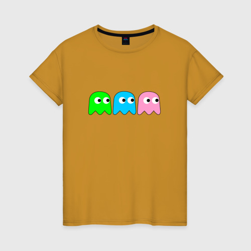 Женская футболка хлопок Pac man - play Для двоих