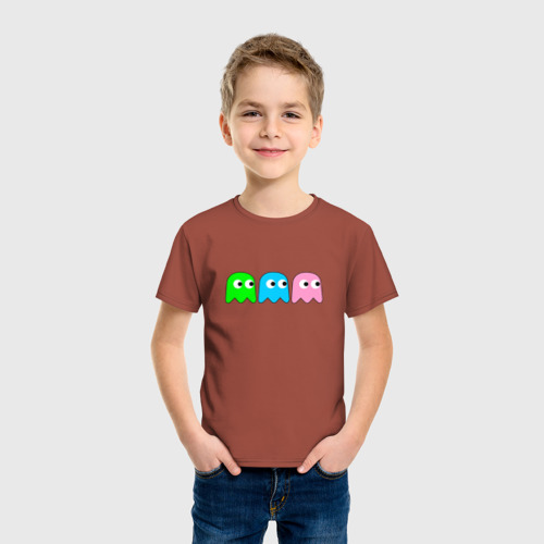Детская футболка хлопок Pac man - play Для двоих, цвет кирпичный - фото 3