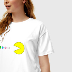 Женская футболка хлопок Oversize Pac - man Для пары - фото 2