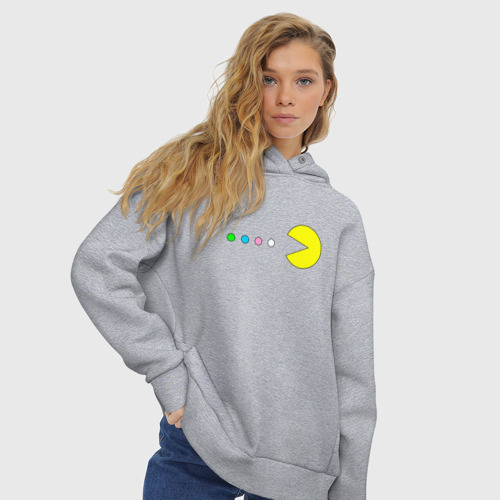 Женское худи Oversize хлопок Pac - man Для пары, цвет меланж - фото 4