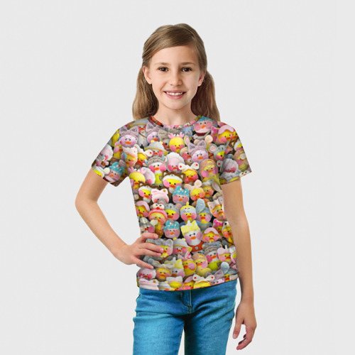 Детская футболка 3D с принтом Уточки Лалафанфан, вид сбоку #3