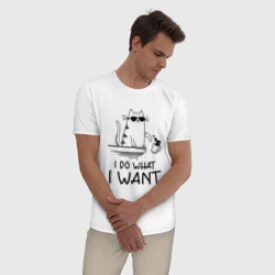 Мужская пижама с белой футболкой хлопок Я делаю что хочу - фото 2