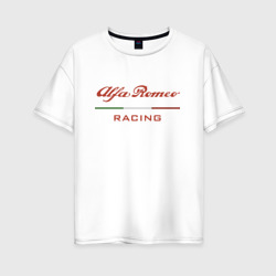 Женская футболка хлопок Oversize Alfa Romeo racing - logo