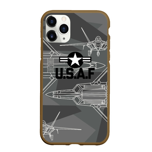 Чехол для iPhone 11 Pro Max матовый U.S.Air force, цвет коричневый