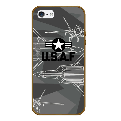 Чехол для iPhone 5/5S матовый U.S.Air force, цвет коричневый