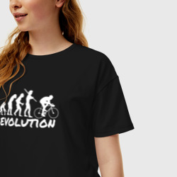 Женская футболка хлопок Oversize Эволюция велосипедиста - фото 2