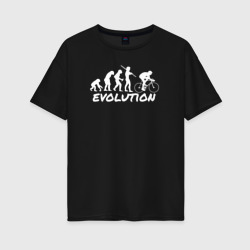 Женская футболка хлопок Oversize Эволюция велосипедиста
