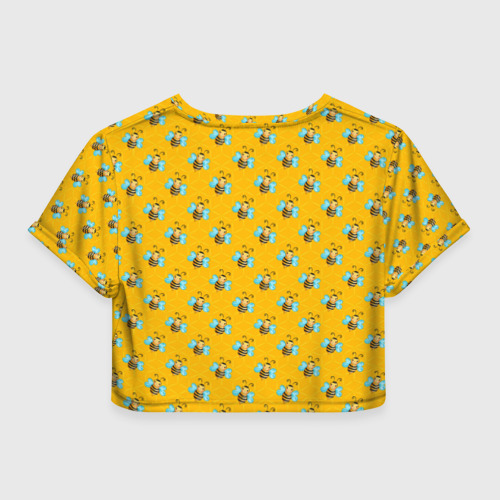 Женская футболка Crop-top 3D Пчелы паттерн, цвет 3D печать - фото 2