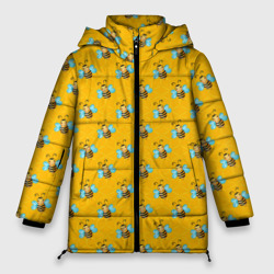Женская зимняя куртка Oversize Пчелы паттерн