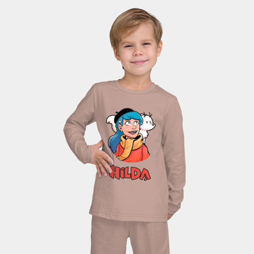 Детская пижама с лонгсливом хлопок с принтом Хильда мультсериал рисунок, фото на моделе #1