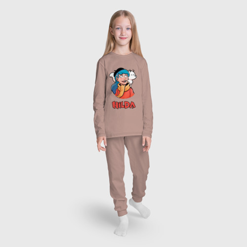 Детская пижама с лонгсливом хлопок с принтом Хильда мультсериал рисунок, вид сбоку #3