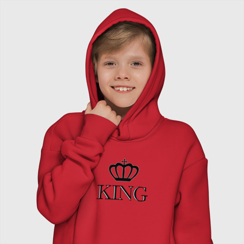 Детское худи Oversize хлопок King Парные Король, цвет красный - фото 12